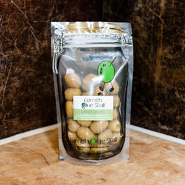 PITTED GREEN OLIVES, 200G POUCH